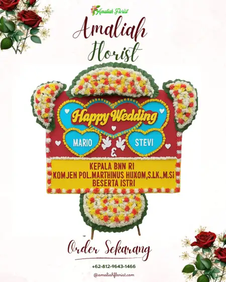 Papan Bunga Pernikahan Tuak Daun Merah
