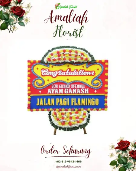 Sewa Papan Bunga Tuak Daun Merah